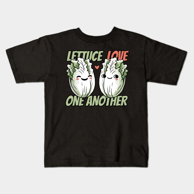 Lettuce Love one another Kids T-Shirt by DoodleDashDesigns